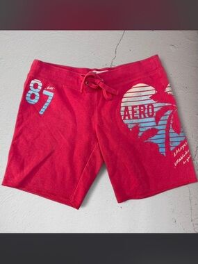 Y2K Aeropostale Pink 87’ Logo Graphic Drawstring Shorts Size Medium